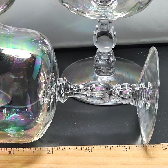 4 Fostoria Coral Pearl Low Coupe 4.5" champagne sherbet cocktail Iridescent Cry - Picture 5 of 7